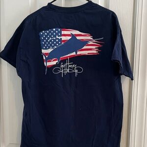 Guy Harvey Marlin/American Flag Men’s Large T-Shirt